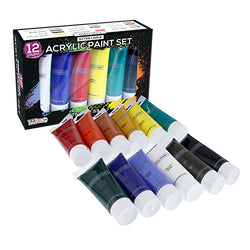U.S. Art Supply 75ml Acrylic 12 - Color Paint Extra Large Tube Artist Painting Set