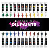 Castle Art Supplies Oil Paint Set - 24 Vibrant Colors in Tubes - Excellent Value Supplies with Beautiful Saturation and Coverage. This Set Makes it Easy and Fun to Explore Oil Painting