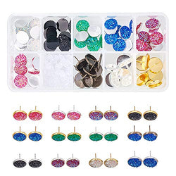 SUNNYCLUE 1 Box 141pcs DIY Jewelry Druzy Stud Earrings Making Starter Kit Include 6 Color 60pcs