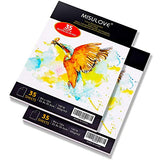 MISULOVE Watercolor Paper Pads 9x12 Inch, Pack of 2, 70 Sheets (140lb/300gsm), Glue Bound, Cold Pressed, Acid Free, Art Sketchbook Drawing Paper Great for Painting, Wet & Dry Mixed Media