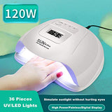 120W Professional UV LED Gel Nail Lamp,Induction Quick-Drying Nail Polish Dryer with 4 Timer Setting 10/30/60/99S (White)