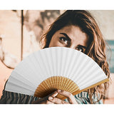 CUSFULL 24 Pack Hand Held Folding Paper Fans Handheld Bamboo Fans for Wedding/Party/Party