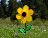 In the Breeze Best Selling 12 Inch Yellow Sunflower Wind Spinner with Leaves - Includes Ground Stake - Colorful Flower for your Yard and Garden