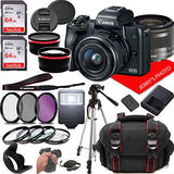 Canon EOS M50 Mirrorless Camera Kit w/EF-M15-45mm and 4K Video + Case + 128GB Memory (25pc Bundle)