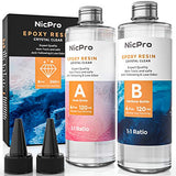 Nicpro 8 Ounce Epoxy Resin & 8 Colors Chameleon Powder Pigment Kit for Craft