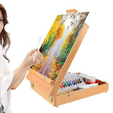Tabletop Easel Art Table Easel for Painting and Drawing, Adjustable Wooden Desktop Easel, Premium Beechwood Portable Sketchbox Easel with Storage for Art Supplies, Painters, Student, Artist