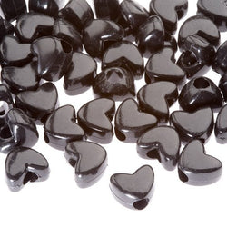 Darice Heart Shaped Pony Beads - Opaque Black - 10 x 9mm - 1 pound