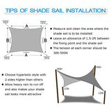 Amagenix Rectangle Sun Shade Sail Canopy, 185 GSM Permeable Shade Cloth, 12'X16' UV Block Awning for Patio Outdoor Backyard Garden, Sand