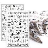 JMEOWIO 12 Sheets Spring Black White Flower Nail Art Stickers Decals Self-Adhesive Pegatinas Uñas Summer Floral Leaf Butterfly Nail Supplies Nail Art Design Decoration Accessories