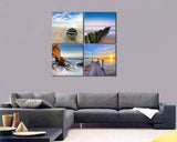 Wieco Art Seaview Sea Beach Canvas Prints Wall Art Large Modern 4 Panels Seascape Giclee Paintings Pictures Stretched and Framed Landscape Artwork Ready to Hang for Home Decorations