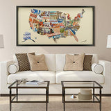 Empire Art Direct American Map Dimensional Collage Handmade by Alex Zeng Framed Graphic Contemporary Wall Art, 25" x 48" x 1.4", Ready to Hang, Across America