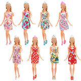 BARWA 32 pcs Doll Clothes and Accessories 10 pcs Mini Party Dresses 22 pcs Shoes, Crown, Necklace for 11.5 inch Dolls