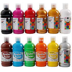 Mont Marte Tempera Paints Set for Kids (16.67oz/500ml), 12 Vibrant Colours for Arts, Crafts and Posters