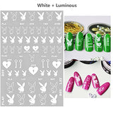 Nail Art Stickers Decal Nail Art Supplies 3D Heart Bunny Nail Decals for Nail Art DIY Self Adhesive Nail Sticker Designs Luxury Designer Nail Stickers for Nail Art Decoration Manicure (6 Sheets)