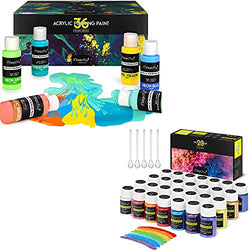 Magicfly 36 Colors Acrylic Pouring Paint and Magicfly 28 Colors Mica Powder Bundle