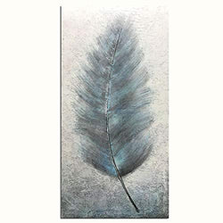 Metuu Modern Canvas Paintings, Texture Palette Knife Paintings Bule Feather of Love Modern Home Decor Wall Art Painting Wall Decoration Ready to Hang Ready to Hang 24x48inch
