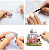 Hands Craft DIY Miniature Dollhouse Kit | 3D Model Craft Kit | Laser Cut Pieces | LED Lights | 1:24 Scale | Adult Teen | Happy Camper, 86 pcs.