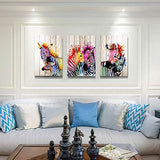 3 Pieces A zebra abstract Watercolor painting Canvas Wall Art for living room Wall Decor for bedroom kitchen decorations animal posters Canvas Prints artwork Modern framed bathroom Home decoration