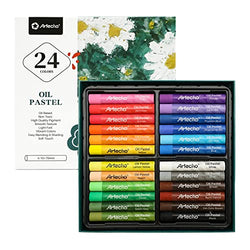 Artecho Oil Pastels Set of 24 Colors, Soft Oil Pastels for Art Painting, Drawing, Blending, Pastels Art Supplies for Kids, Beginners, Students