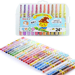 24 Colors Crayons Set, Twistable Crayon for Kids Adults Coloring, Mini Rotating Crayon for Toddlers Ages 3+, Never Need Sharpening, with Organizer Case