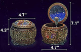 DELIWAY Mechanism Rotate Music Box with 12 Constellations and Sankyo 18-Note Wind Up Signs of The Zodiac Gift for Birthday Christmas (Upgraded,Always with Me)