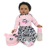 Reborn Baby Dolls 22 Inch Black Girl Dolls Weighted African Realistic Baby Dolls Lifelike Baby Reborn Dolls That Looks Real for Age 3+