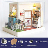 Spilay DIY Miniature Dollhouse Wooden Furniture Kit,Handmade Mini Home Model with Dust Cover & Music Box ,1:24 Scale Creative Doll House Toys for Children Gift(Mary's Sweet Baking) Z02