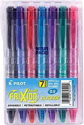 FriXion Clicker Erasable, Refillable & Retractable Gel Ink Pens, Extra Fine Point, Assorted Color Inks, 7-Pack Pouch (32509) Improved Version (Pack of 7)