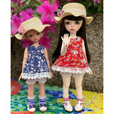 HMANE BJD Dolls Clothes 1/6, Red Floral Dress Clothes for 1/6 BJD Dolls - Hat not Included (No Doll)