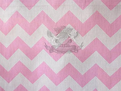 Polycotton Fabric Printed Large Chevron BABY PINK WHITE / 60" Wide / Sold by the Yard