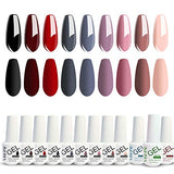 Gel Nail Polish Starter Kit - 9 Pretty Colors Gel Polish Set Base Top Coat & Matte Top Coat, 40W LED Nail Dryer Lamp with Full DIY Gel Manicure Nail Tools by Vishine 8ml #C05