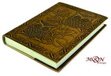 M&N Handmade Owl Embossed Leather Journal Pocket style Re-fillable 7x5 Blank Pages Tanned Color for Men and Women