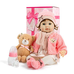 Kiki Doll collection Lifelike Reborn Baby Dolls 18 inch, Soft Realistic Silicone Vinyl Weighted Body, Children Gift Set with Clothes and Toy