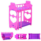 CALIDAKA Doll Furniture Double Bunk Bed Bedroom Furniture Bed Set for Barbie Dolls Dollhouse Bedroom Purple Kids Toy Frame Doll Double Bed Dollhouse Girls Gift