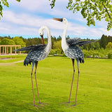 Chisheen Blue Herons Garden Crane Statues Sculptures for Outdoor, Standing Cranes Decor Metal Bird Art Lawn Ornaments, Large Heron Decoy for Yard Patio Porch Outside Decorations, 44-Inch Tall (2PCS)