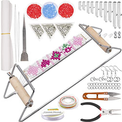 EuTengHao Bead Loom Kit,Loom Beading Supplies Includes Bead Tray Slider Clasp Thread Chain Hooks Scissors Jewelry Making Accessories for Bracelets Necklace Earrings Belts Jewelry Making DIY Crafts