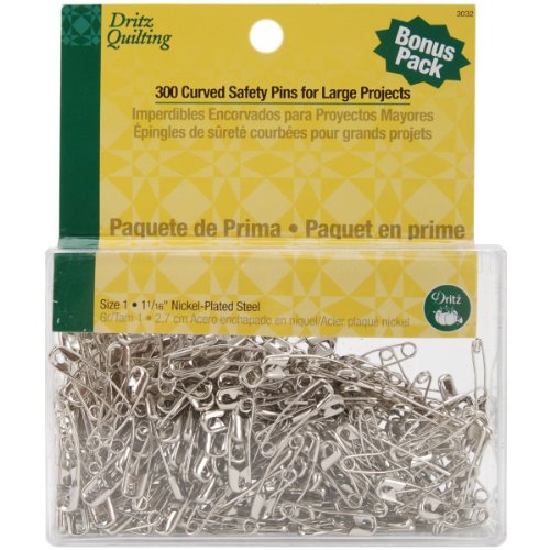 Dritz Quilting 3032 Curved Basting Pins Bonus Pack, Size 1, 300 Count