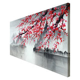 Large Traditional Chinese Painting Hand Painted Plum Blossom Canvas Wall Art Modern Black and White Landscape Oil Painting for Living Room