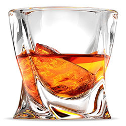 Ashcroft Twist Whiskey Glass Set or 2, Unique Modern Rocks Lead Free Crystal Glasses for Scotch