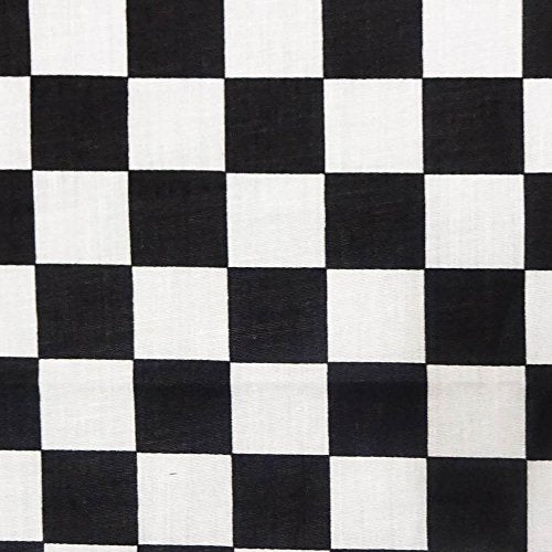 Black Racing Checkered Poly Cotton, 58"/60" Inches Wide – Sold By The Yard (FB)