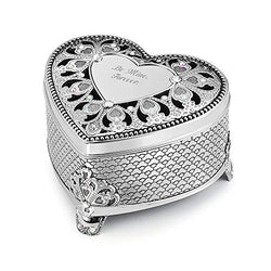 Things Remembered Personalized Silver Tone Anastasia Heart Keepsake Box with Engraving Included