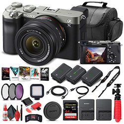 Sony Alpha a7C Mirrorless Digital Camera with 28-60mm Lens (Silver) ILCE7CL/S + 64GB Memory Card + 2 x NP-FZ-100 Battery + Corel Photo Software + Case + External Charger + Card Reader + More (Renewed)