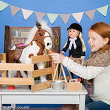 Adora Amazing World “Plush Horse with 1 Sound Effect, Saddle, Harness & Wooden Stable Play Set” – 15 Piece Set for 18” Dolls [Amazon Exclusive], 29136