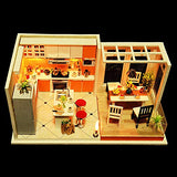 Spilay Dollhouse Miniature with Furniture,DIY Dollhouse Kit Mini Modern Kitchen Home Model with Dust Cover & Music Box ,1:24 Scale 3D Puzzle Creative Room Toys Best Birthday Gift for Lovers Friend