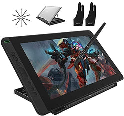 HUION Kamvas 13 Android Support Graphics Drawing Tablet Monitor with Full Laminated Screen Battery-Free Stylus 8192 Pressure Sensitivity Tilt 8 Express Keys Adjustable Stand Glove-13.3 inch, Black