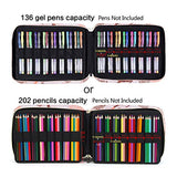 Pencil Case Holder Slot - Holds 202 Colored Pencils or 136 Gel Pens with Zipper Closure - Large