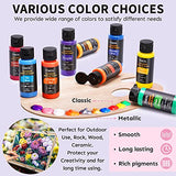 Outdoor Acrylic Paint Set,48 Colors (2 oz/Bottle) with 12 Art Brushes, Art Supplies for Painting Canvas, Rock, Wood, Ceramic & Fabric, Rich Pigments Lasting Quality for Artist