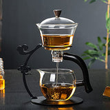 RORA Glass Teapot Set Glass Automatic Lazy Tea Set Magnetic Rotating Kungfu Heat-Resistant Teapot Set