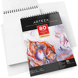 Arteza 9"X12" Drawing Pad, 80 Pages, Spiral Bound Artist Drawing Book, Durable Acid Free Sketch Paper (80lb/130g), for Kids & Adults