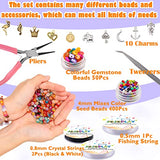 JOJOPLAY Pearl Beads&Crackle Lampwork Glass Beads Kit with Clay Beads Crystal Chips Stone Beads Curved Tube Beads Jewelry Findings for Necklace Bracelet Earring Jewelry Making Supplies